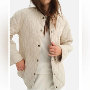 Mate the Label Organic Cotton Oversized Quilted Jacket Natural Beige Large NWOT